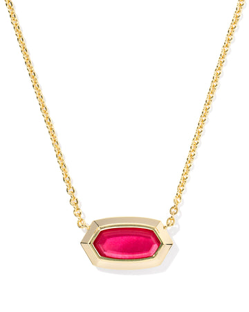 KENDRA SCOTT- Elisa Gold Bezel Pendant Necklace in Carmine Red Illusion